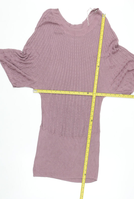 H&M Women Purple Knit Sweater Dress Size 12 Viscose Casual