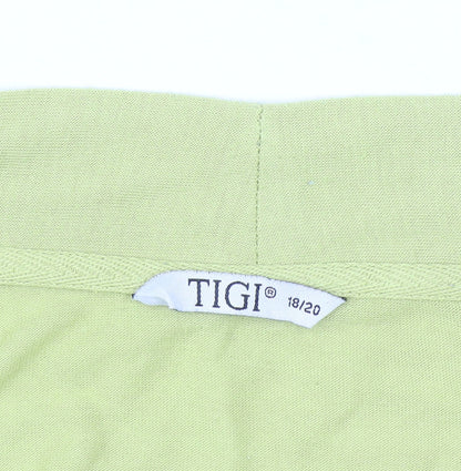 TIGI Women's Green Jersey Cardigan Size 18 3/4 Sleeve
