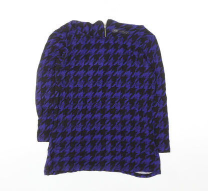 Marks and Spencer Women’s Blue Houndstooth Long Sleeve Blouse UK 8