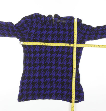Marks and Spencer Women’s Blue Houndstooth Long Sleeve Blouse UK 8