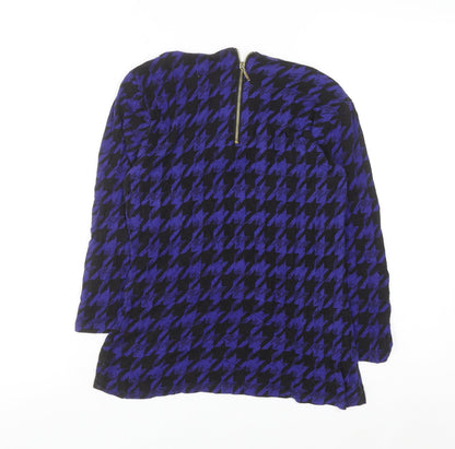 Marks and Spencer Women’s Blue Houndstooth Long Sleeve Blouse UK 8