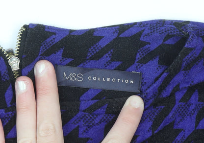 Marks and Spencer Women’s Blue Houndstooth Long Sleeve Blouse UK 8