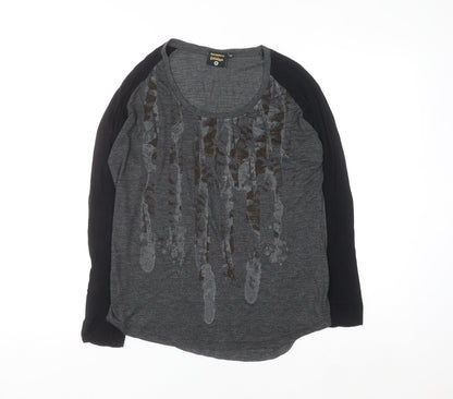 Golddigga Womens Grey Long Sleeve Jersey T-Shirt Size 16