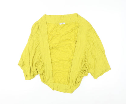 Planet Women's Yellow Short Sleeve Open Cardigan Size M Viscose Blend
