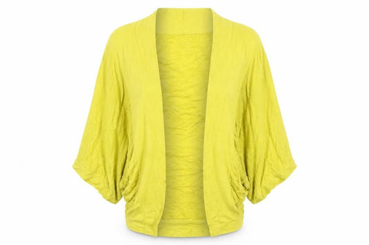 Planet Women's Yellow Short Sleeve Open Cardigan Size M Viscose Blend