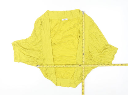 Planet Women's Yellow Short Sleeve Open Cardigan Size M Viscose Blend