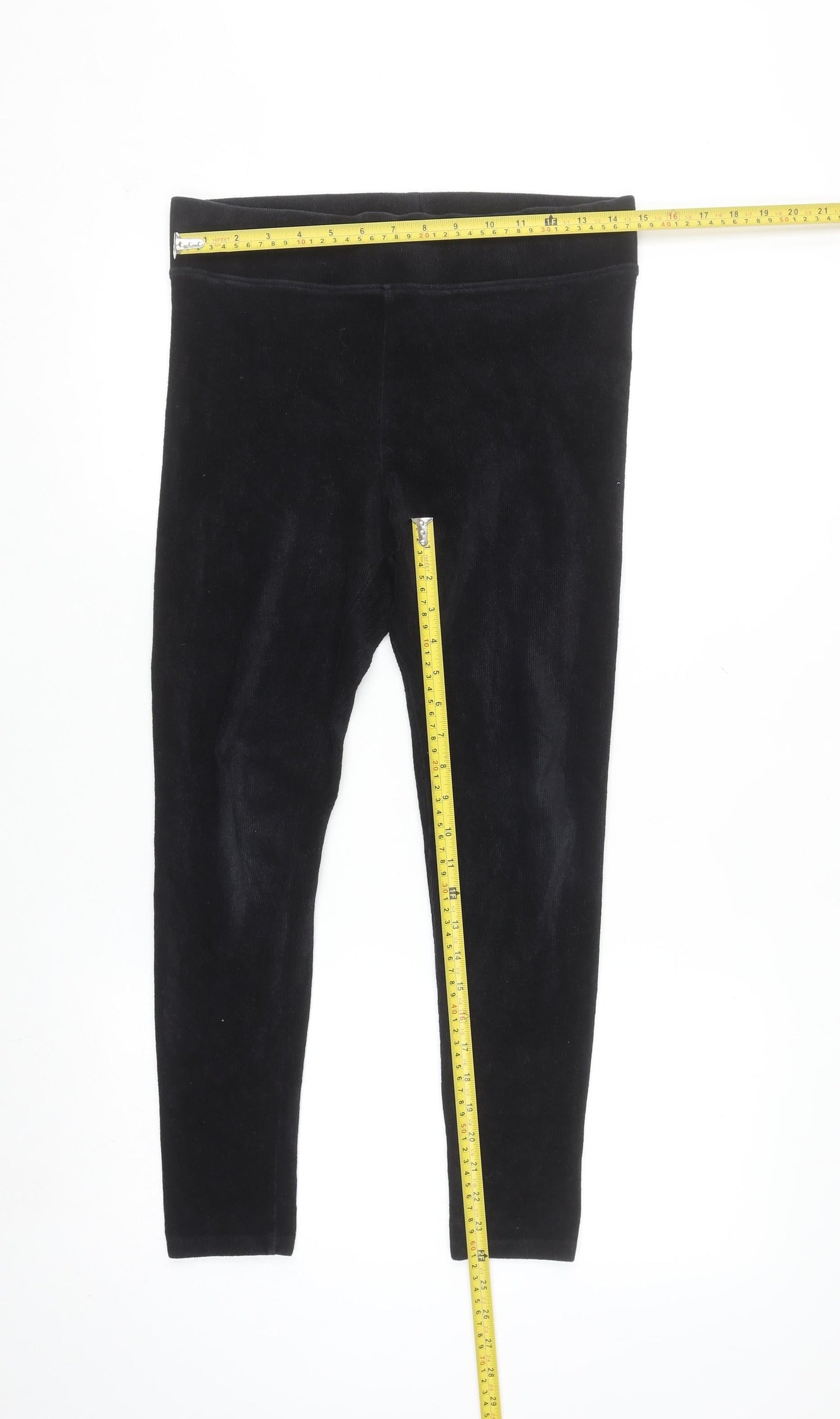 Marks and Spencer Women Black Corduroy Leggings Size 12 Short