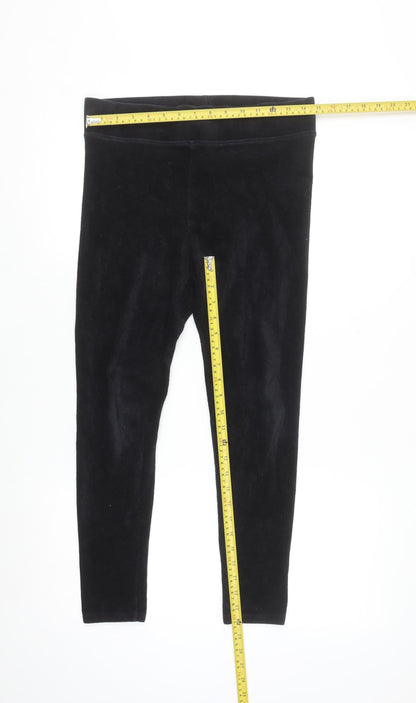 Marks and Spencer Women Black Corduroy Leggings Size 12 Short