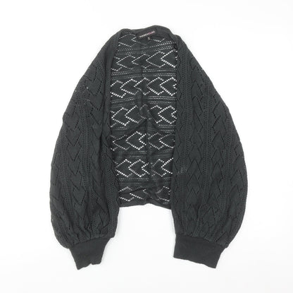 Warehouse Women Black Open Knit Shrug Cardigan UK 14 Acrylic