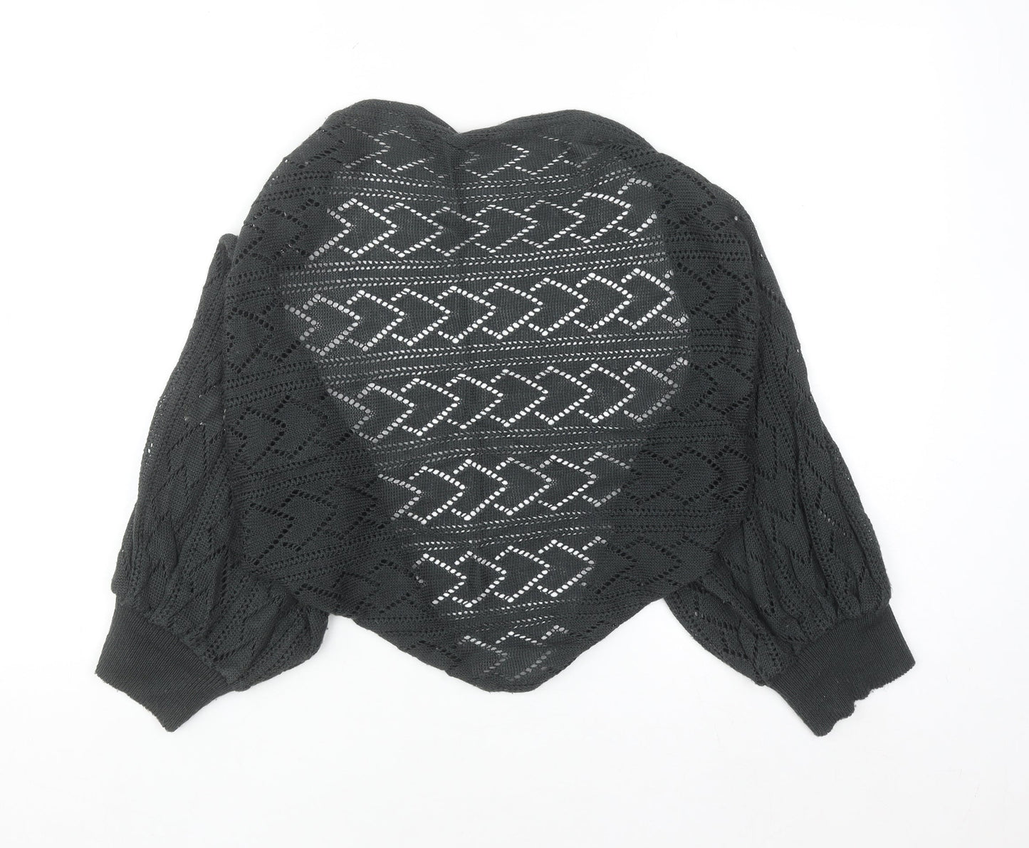 Warehouse Women Black Open Knit Shrug Cardigan UK 14 Acrylic