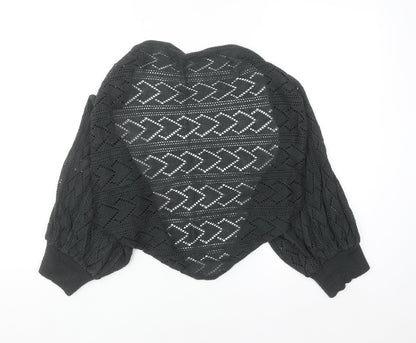 Warehouse Women Black Open Knit Shrug Cardigan UK 14 Acrylic