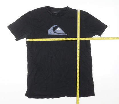 Quiksilver Men’s Black Cotton Logo Surf T-Shirt Size M Regular Fit