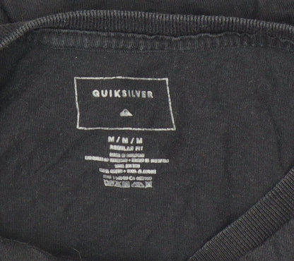 Quiksilver Men’s Black Cotton Logo Surf T-Shirt Size M Regular Fit