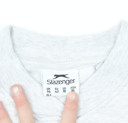 Slazenger Women Grey Crew Neck Pullover Sweatshirt UK 14 Lined