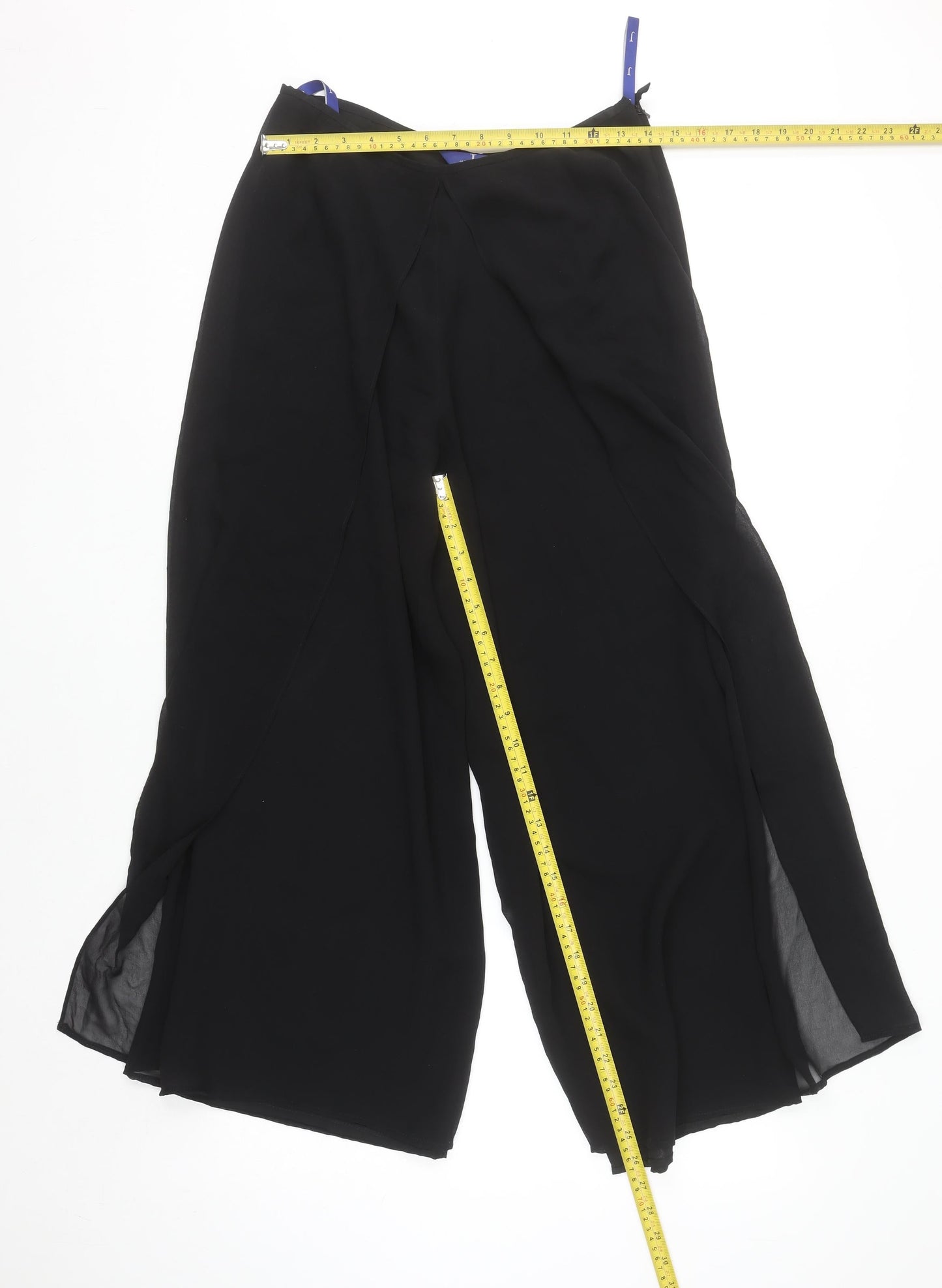 Jasper Conran Black Silk Wide-Leg Trousers Size 12 Women Elegant Evening