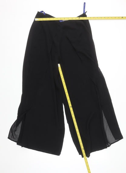 Jasper Conran Black Silk Wide-Leg Trousers Size 12 Women Elegant Evening