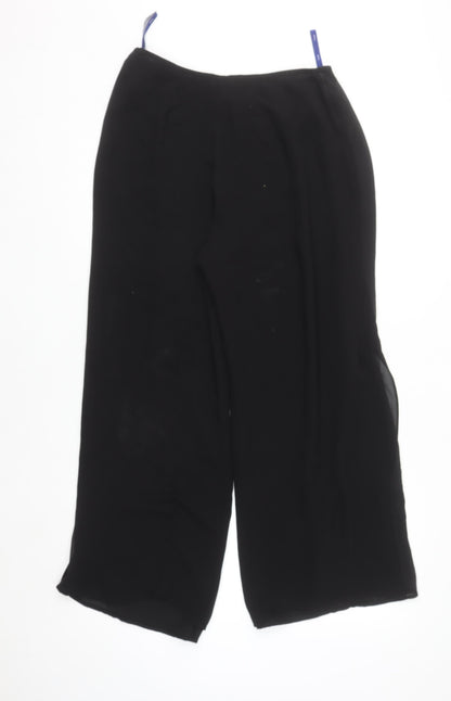 Jasper Conran Black Silk Wide-Leg Trousers Size 12 Women Elegant Evening