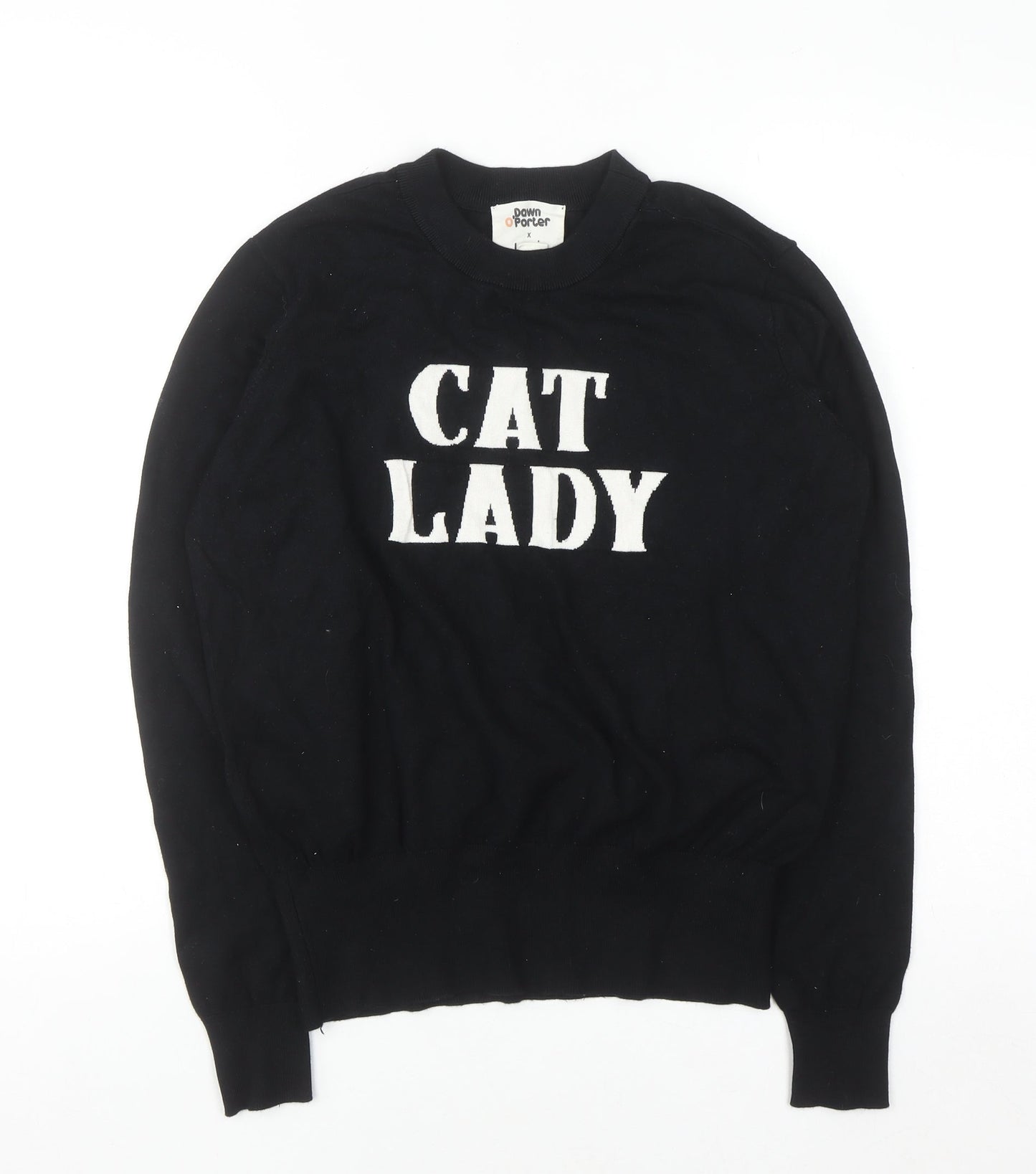 Joanie Women Black Cat Lady Pullover Jumper Size M