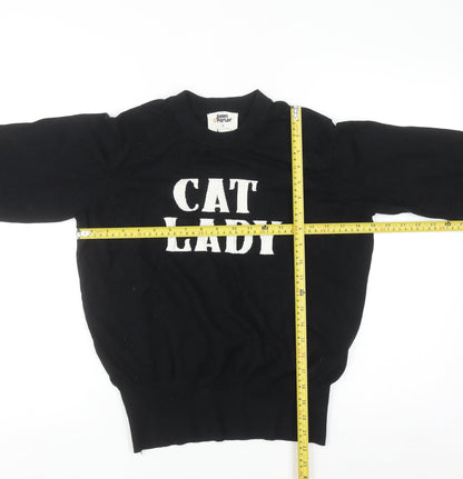 Joanie Women Black Cat Lady Pullover Jumper Size M