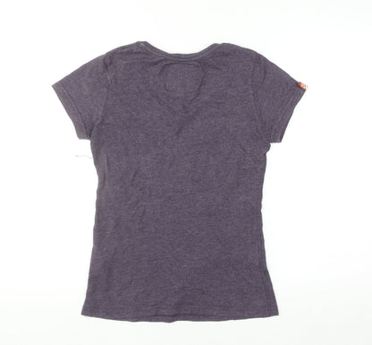 Superdry Womens Purple Vintage Graphic V-Neck T-Shirt Size M