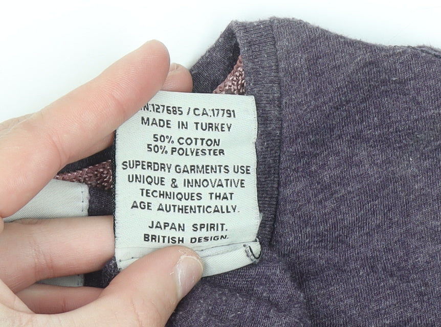 Superdry Womens Purple Vintage Graphic V-Neck T-Shirt Size M