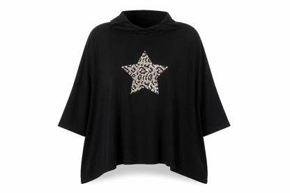 Roman Women Black Sequin Star Poncho Jumper Size 20