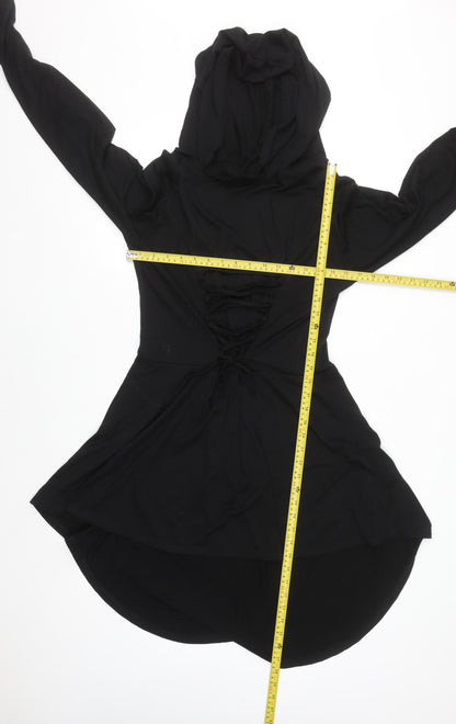 YAOHUOLE Women’s Black L Hi-Low Hooded Fit & Flare Dress