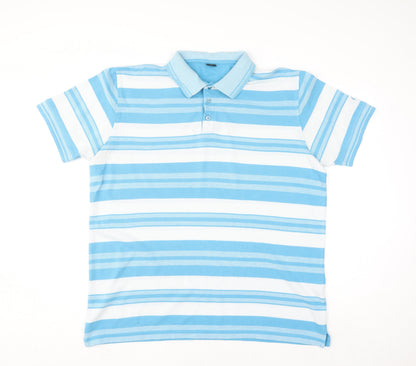 Cotton Traders Men's Blue Striped XL Polo Shirt