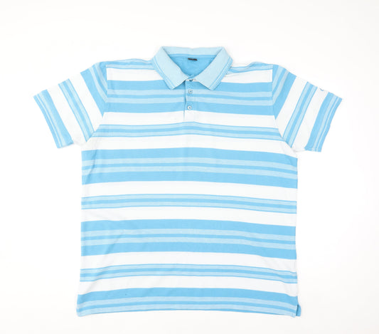 Cotton Traders Men's Blue Striped XL Polo Shirt