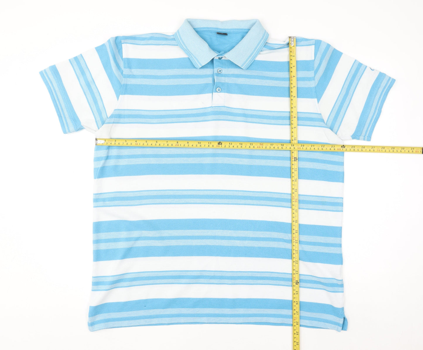 Cotton Traders Men's Blue Striped XL Polo Shirt