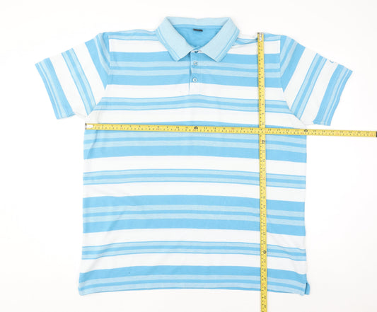 Cotton Traders Men's Blue Striped XL Polo Shirt