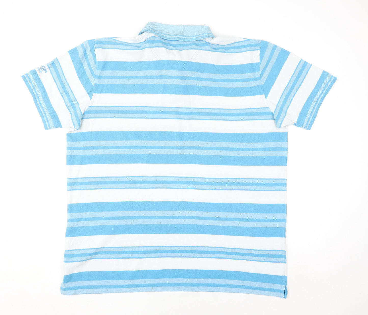 Cotton Traders Men's Blue Striped XL Polo Shirt