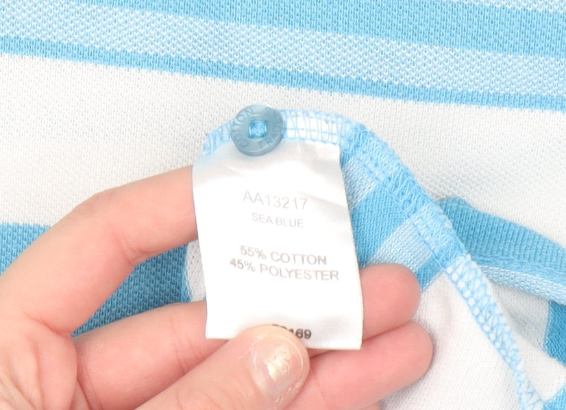 Cotton Traders Men's Blue Striped XL Polo Shirt