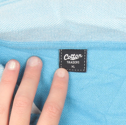 Cotton Traders Men's Blue Striped XL Polo Shirt