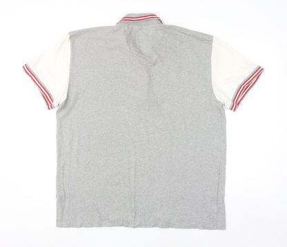 Next Men's Grey Striped Slim Fit Polo Shirt Size 2XL