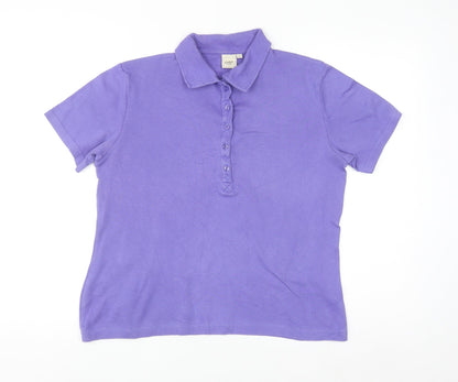 Cotton Traders Women Purple Size 12 Polo Shirt 100% Cotton Short Sleeve