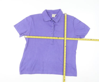 Cotton Traders Women Purple Size 12 Polo Shirt 100% Cotton Short Sleeve