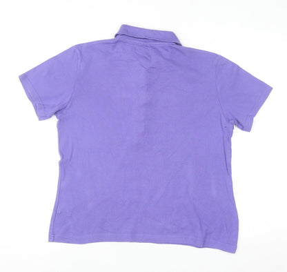 Cotton Traders Women Purple Size 12 Polo Shirt 100% Cotton Short Sleeve
