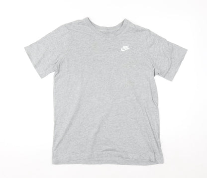 Nike Men's Grey Cotton Crew Neck Short Sleeve T-Shirt Size S
