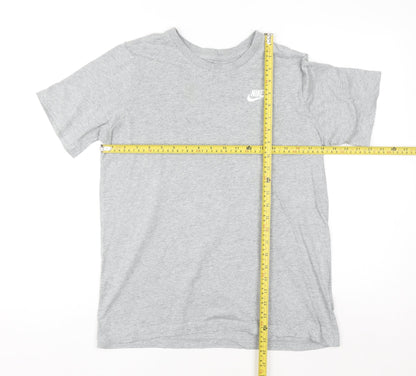 Nike Men's Grey Cotton Crew Neck Short Sleeve T-Shirt Size S