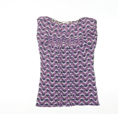 White Stuff Women's Purple Floral Sleeveless Tunic Blouse Size 10