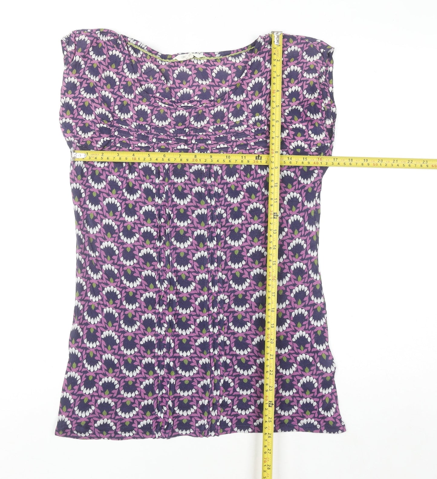 White Stuff Women's Purple Floral Sleeveless Tunic Blouse Size 10