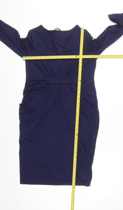 Marks and Spencer Women Blue Knee Length Sheath Dress Size 12