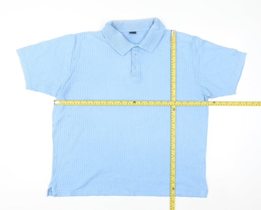 Cotton Traders Men's Blue Short Sleeve Polo Shirt Size L 100% Cotton
