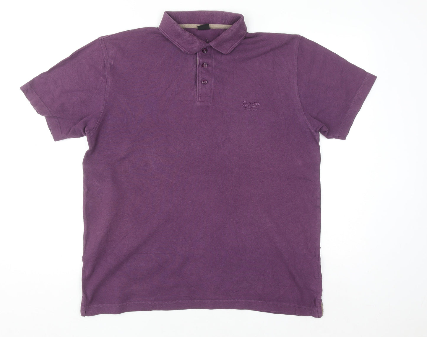 Cotton Traders Men's Purple Short Sleeve Polo Shirt Size M 100% Cotton