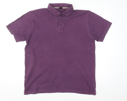 Cotton Traders Men's Purple Short Sleeve Polo Shirt Size M 100% Cotton