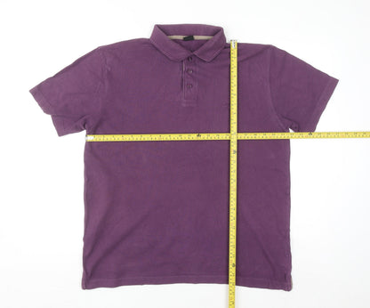 Cotton Traders Men's Purple Short Sleeve Polo Shirt Size M 100% Cotton