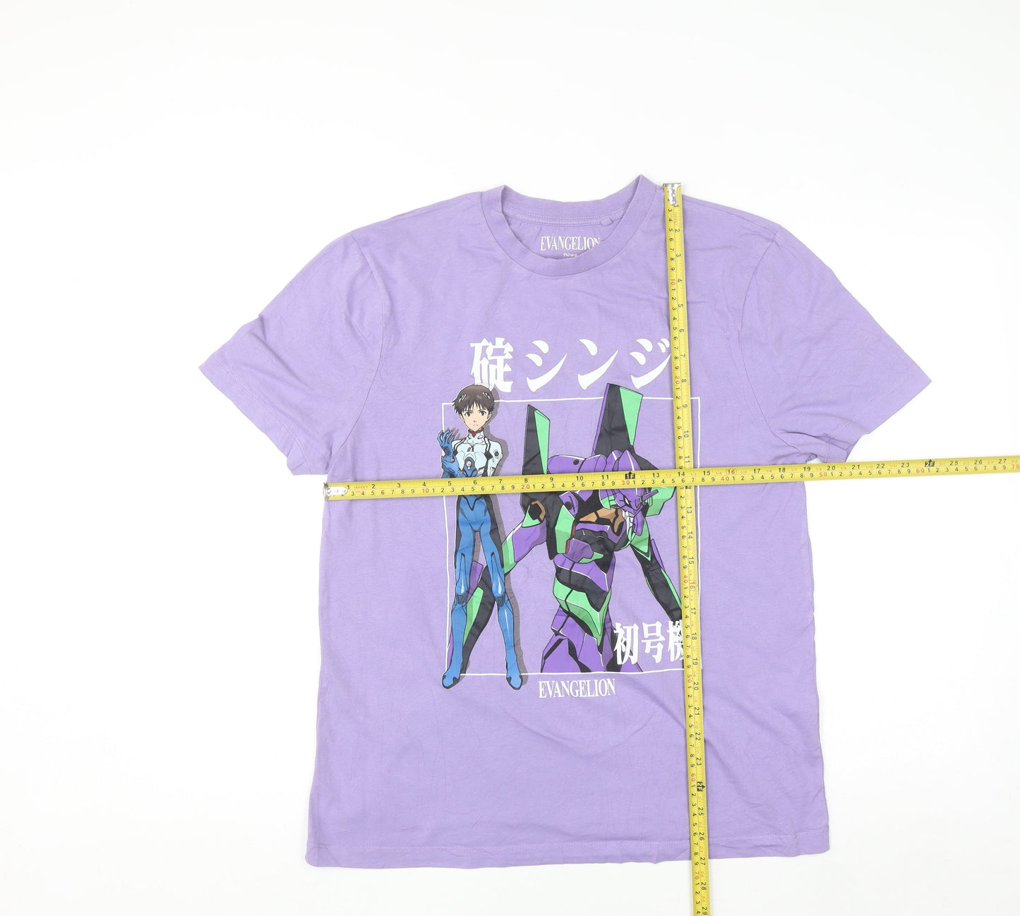Evangelion Womens Purple Anime Graphic Cotton T-Shirt Size L
