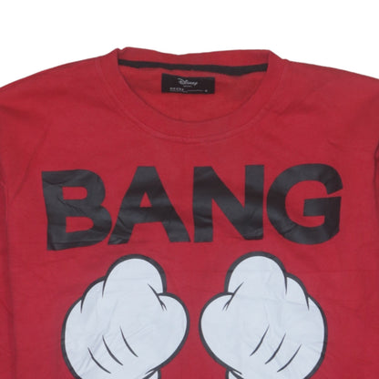Disney Women Red Pullover Sweatshirt Small Graphic Print Cotton