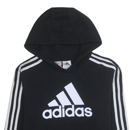 Adidas Boys Black 13-14 Years Pullover Hoodie with Logo Print
